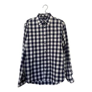 Zara Man Black and White Plaid Casual Button Down Shirt Size Large Slim Fit